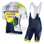 Intermarche Circus Wanty Ropa Ciclismo Culotte Corto 2023 Mangas Cortas Blanco AMarillo