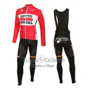 Lotto Soudal Ropa Ciclismo Culotte Largo 2016 Mangas Largas Blanco y Rojo