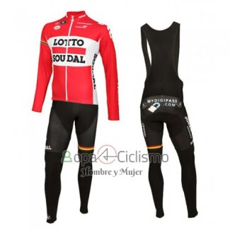 Lotto Soudal Ropa Ciclismo Culotte Largo 2016 Mangas Largas Blanco y Rojo