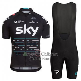 Sky Ropa Ciclismo Culotte Corto 2017 Mangas Cortas Azul y Negro