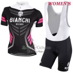 Bianchi Ropa Ciclismo Culotte Corto 2017 Mujer Mangas Cortas Negro