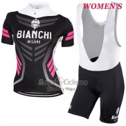 Bianchi Ropa Ciclismo Culotte Corto 2017 Mujer Mangas Cortas Negro