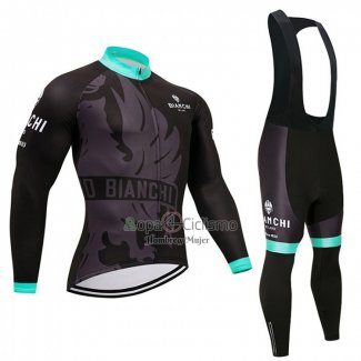 Bianchi Ropa Ciclismo Culotte Largo 2018 Mujer Mangas Largas Negro y Azul