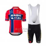 Jumbo Visma Ropa Ciclismo Culotte Corto 2020 Mangas Cortas Rojo Azul
