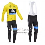 Sky Lider Ropa Ciclismo Culotte Largo 2013 Hombre Mangas Largas AMarillo y Negro