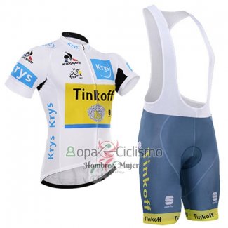 Tinkoff Lider Ropa Ciclismo Culotte Corto 2016 Hombre Mangas Cortas AMarillo y Blanco