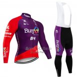 Burgos BH Ropa Ciclismo Culotte Largo 2020 Hombre Mangas Largas Violeta Rojo