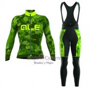 Ale Camo Ropa Ciclismo Culotte Largo 2017 Hombre Mangas Largas Verde y AMarillo