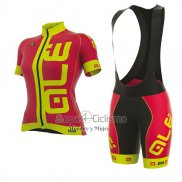 Ale Prr Arcobaleno Ropa Ciclismo Culotte Corto 2017 Mujer Mangas Cortas Rojo y AMarillo