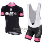 Bianchi Ropa Ciclismo Culotte Corto 2017 Mujer Mangas Cortas Negro y Rosa