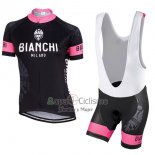Bianchi Ropa Ciclismo Culotte Corto 2017 Mujer Mangas Cortas Negro y Rosa