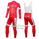 Cofidis Ropa Ciclismo Culotte Largo 2016 Mangas Largas Blanco y Rojo