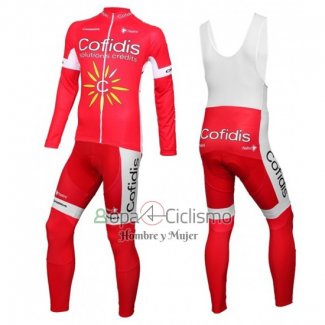 Cofidis Ropa Ciclismo Culotte Largo 2016 Mangas Largas Blanco y Rojo