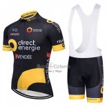 Direct Energie Ropa Ciclismo Culotte Corto 2018 Hombre Mangas Cortas Negro y AMarillo