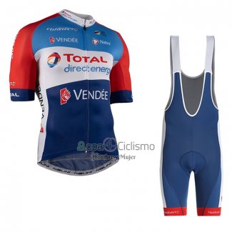 Direct Energie Ropa Ciclismo Culotte Corto 2021 Hombre Mangas Cortas Azul Rojo Blanco