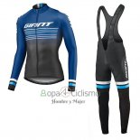 Giant Race Day Ropa Ciclismo Culotte Largo 2019 Hombre Mangas Largas Azul Negro