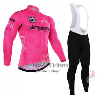 Giro d'Italia Ropa Ciclismo Culotte Largo 2016 Hombre Mangas Largas Rosa y Blanco