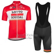 Lotto Soudal Ropa Ciclismo Culotte Corto 2017 Mangas Cortas Rojo