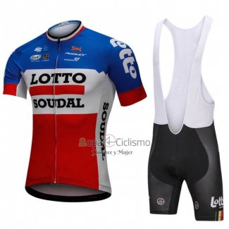 Lotto Soudal Ropa Ciclismo Culotte Corto 2018 Mangas Cortas Azul y Rojo