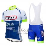 Wanty Ropa Ciclismo Culotte Corto 2019 Mangas Cortas Blanco Azul