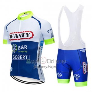 Wanty Ropa Ciclismo Culotte Corto 2019 Mangas Cortas Blanco Azul