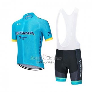 Astana Ropa Ciclismo Culotte Corto 2020 Mangas Cortas Azul AMarillo