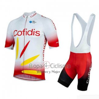 Cofidis Ropa Ciclismo Culotte Corto 2019 Mangas Cortas Rojo Blanco