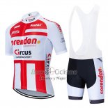 Corendon Circus Ropa Ciclismo Culotte Corto 2019 Hombre Mangas Cortas Rojo Blanco