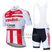 Corendon Circus Ropa Ciclismo Culotte Corto 2019 Hombre Mangas Cortas Rojo Blanco