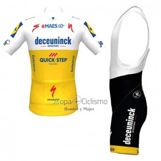 Deceuninck Quick Step Ropa Ciclismo Culotte Corto 2020 Mangas Cortas Blanco AMarillo
