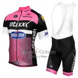 Etixx Quick Step Ropa Ciclismo Culotte Corto 2016 Mangas Cortas Rosa y Negro