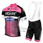 Etixx Quick Step Ropa Ciclismo Culotte Corto 2016 Mangas Cortas Rosa y Negro