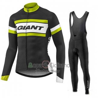 Giant Ropa Ciclismo Culotte Largo 2017 Hombre Mangas Largas Verde y Negro