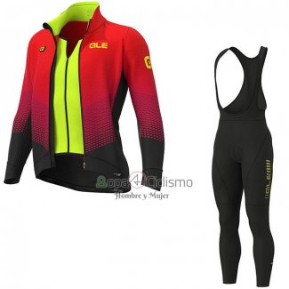 Ale Ropa Ciclismo Culotte Largo 2020 Hombre Mangas Largas Rojo AMarillo(1)