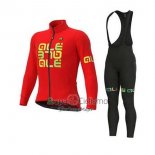 Ale Ropa Ciclismo Culotte Largo 2020 Hombre Mangas Largas Rojo AMarillo