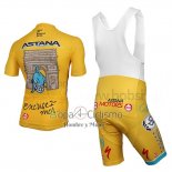 Astana Ropa Ciclismo Culotte Corto 2014 Mangas Cortas AMarillo