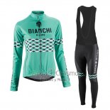 Bianchi Ropa Ciclismo Culotte Largo 2016 Mujer Mangas Largas Negro y Verde