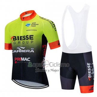 Biesse Carrera Ropa Ciclismo Culotte Corto 2020 Hombre Mangas Cortas Verde Negro