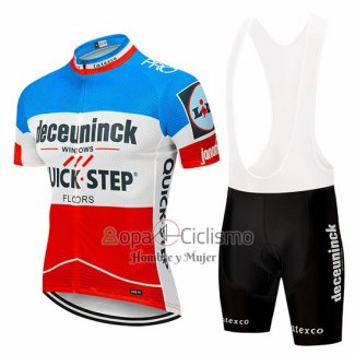 Deceuninck Quick Step Ropa Ciclismo Culotte Corto 2019 Mangas Cortas Azul Blanco Rojo