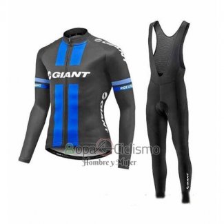 Giant Ropa Ciclismo Culotte Largo 2017 Hombre Mangas Largas Azul y Gris
