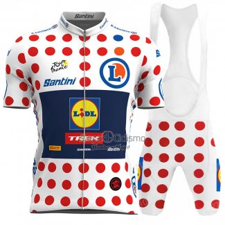 Lidl Trek Ropa Ciclismo Culotte Corto 2023 Hombre Mangas Cortas Blanco Rojo Spot