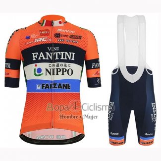 Vini Fantini Ropa Ciclismo Culotte Corto 2019 Hombre Mangas Cortas Naranja01