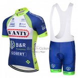 Wanty Ropa Ciclismo Culotte Corto 2018 Mangas Cortas Azul y Blanco