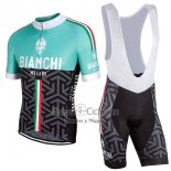 Bianchi Ropa Ciclismo Culotte Corto 2017 Mujer Mangas Cortas Negro y Verde