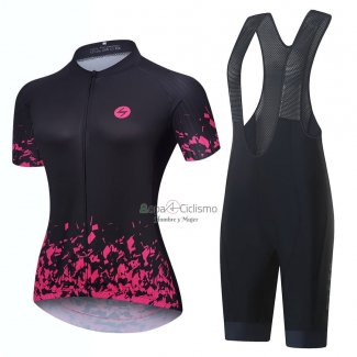 Steep Ropa Ciclismo Culotte Corto 2023 Mujer Mangas Cortas Rosa Negro