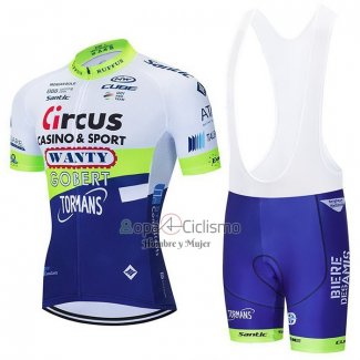 Wanty-gobert Ciclismo Team Ropa Ciclismo Culotte Corto 2021 Mangas Cortas Azul Blanco AMarillo