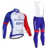 Groupama FDJ Ropa Ciclismo Culotte Largo 2021 Mangas Largas Azul Blanco Rojo