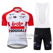 Lotto Soudal Ropa Ciclismo Culotte Corto 2019 Mangas Cortas Rojo Blanco