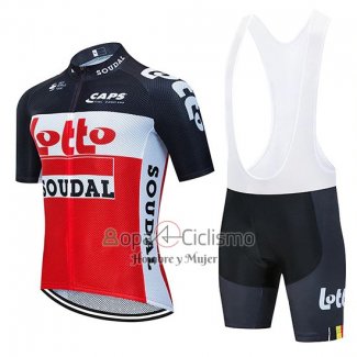 Lotto Soudal Ropa Ciclismo Culotte Corto 2020 Mangas Cortas Negro Rojo Blanco
