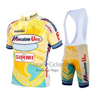Mercatone Uno Ropa Ciclismo Culotte Corto 2019 Hombre Mangas Cortas AMarillo